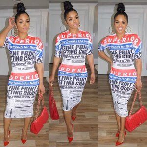 Tabloid Print Dress